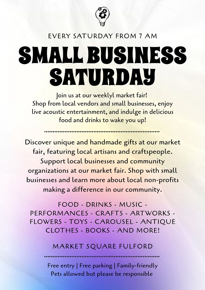 Small business saturday poster template, editable text and design