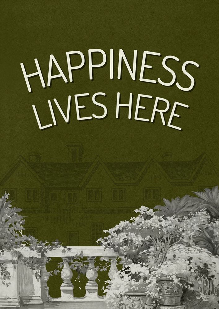 Happiness lives here poster template, editable text and design