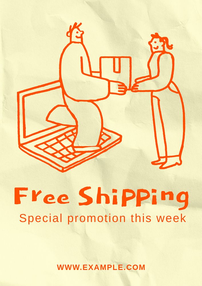 Free shipping poster template, editable text and design