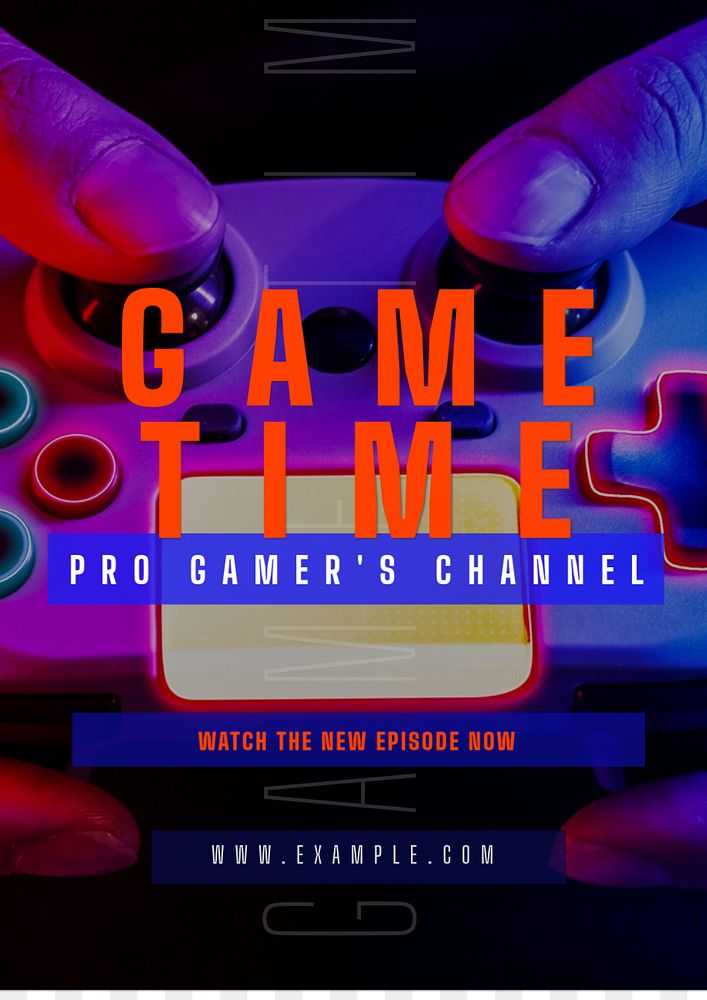 Game time  poster template, editable text and design