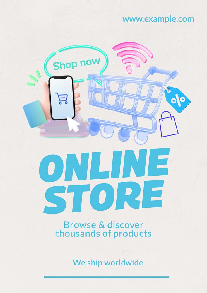 Online store  poster template, editable text and design