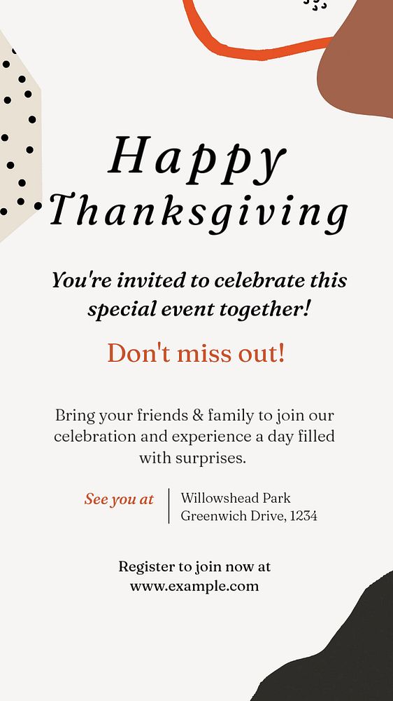 Happy Thanksgiving Instagram story template, editable text