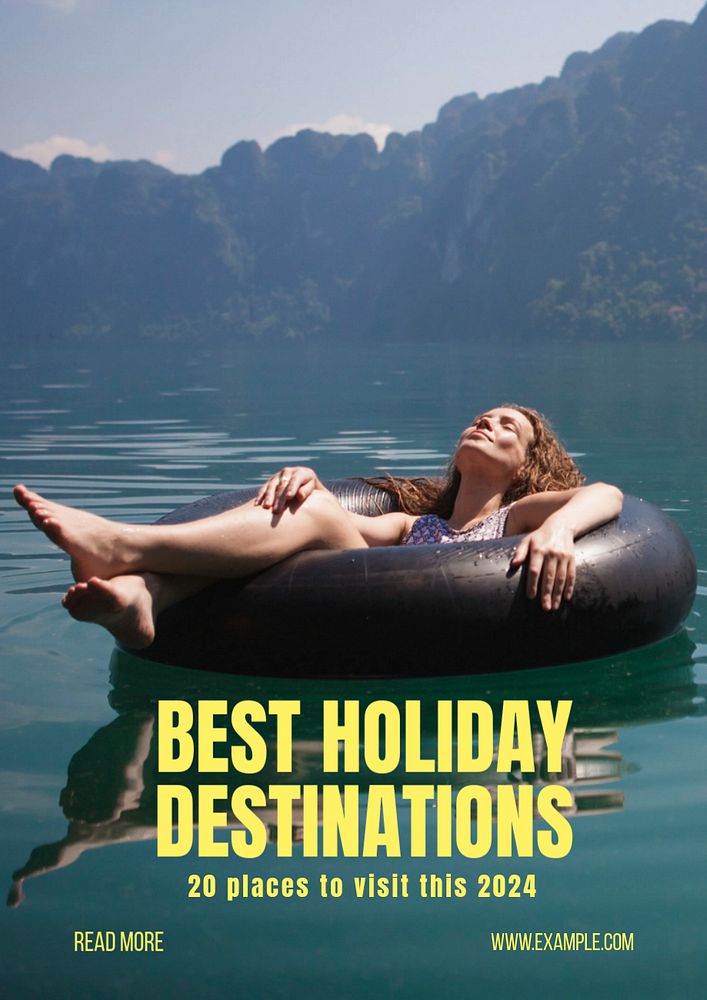 Best holiday destinations poster template, editable text and design