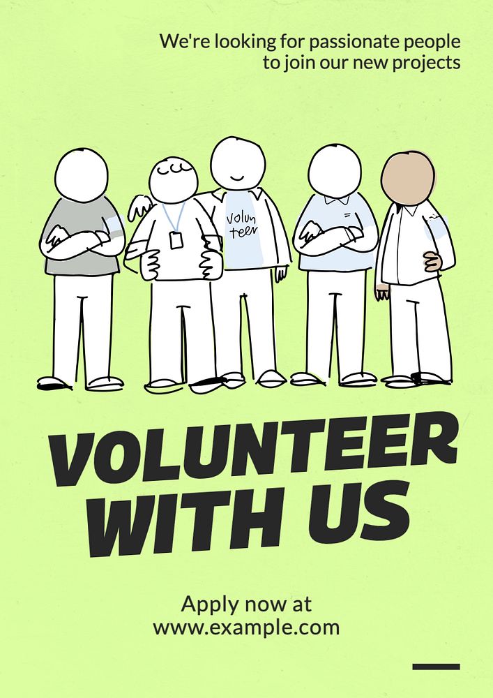 Volunteer with us  poster template, editable text and design