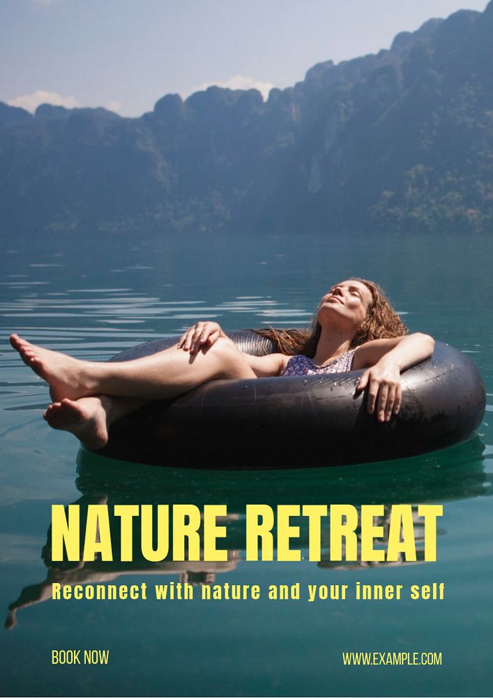 Nature retreat poster template, editable text and design