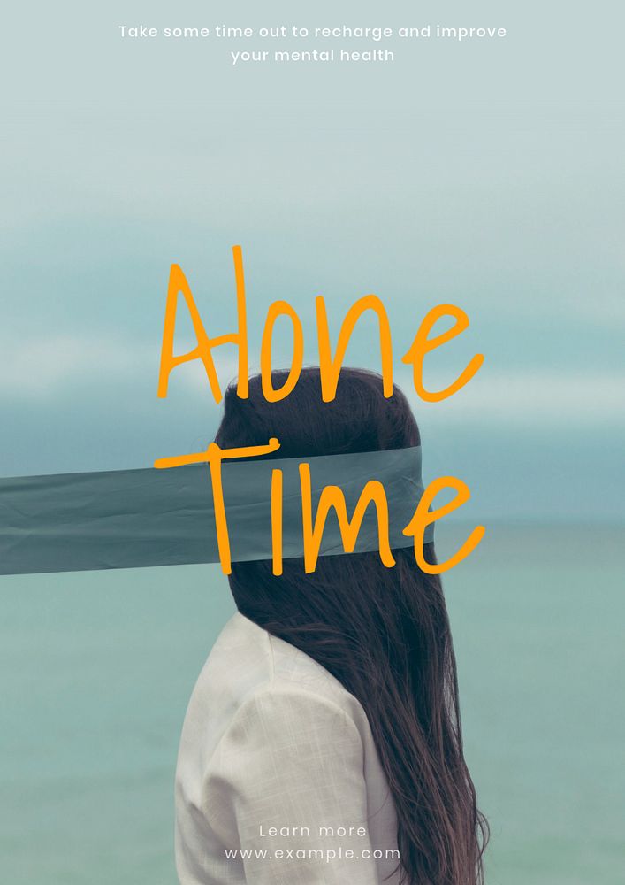 Alone time poster template, editable text and design