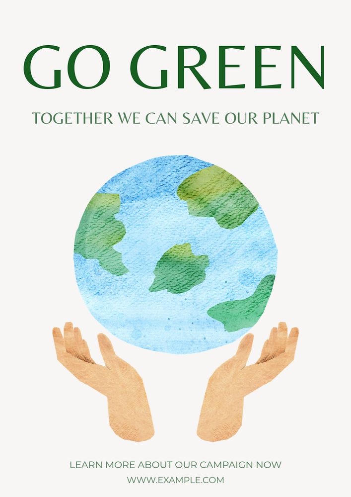 Go green poster template, editable text and design