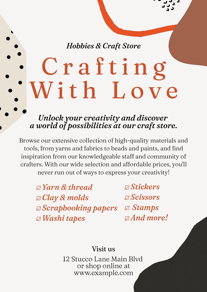 Crafting with love poster template, editable text and design