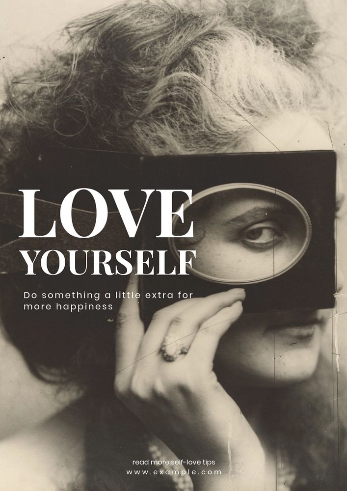 Love yourself poster template, editable text and design