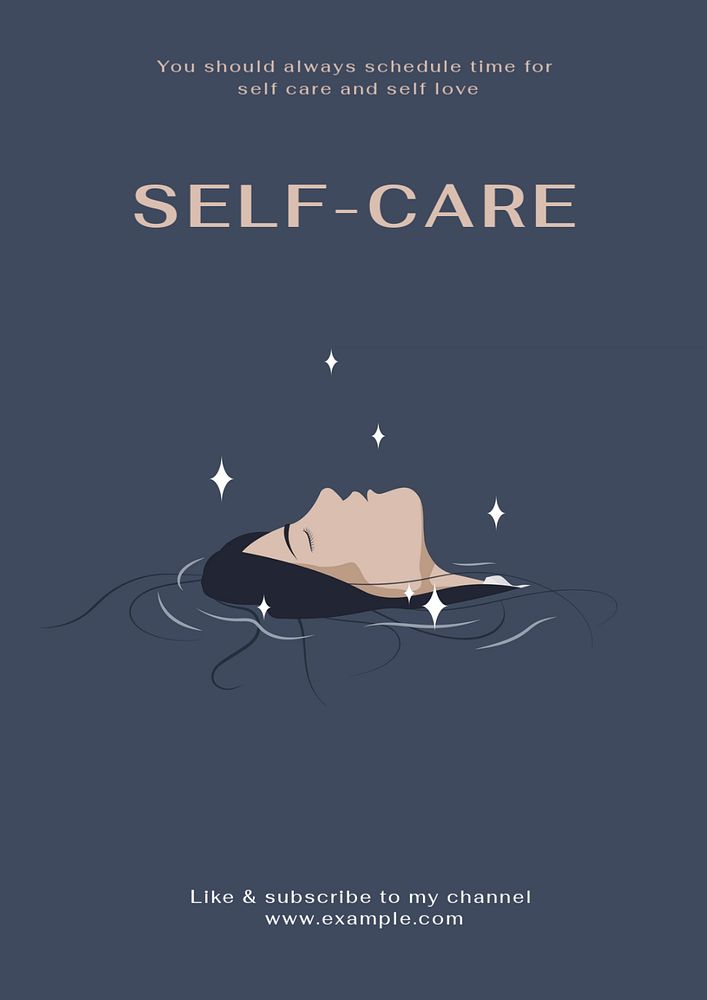 Self-care poster template, editable text and design