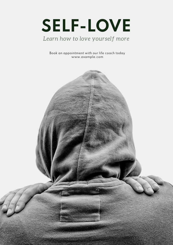 Self-love poster template, editable text and design