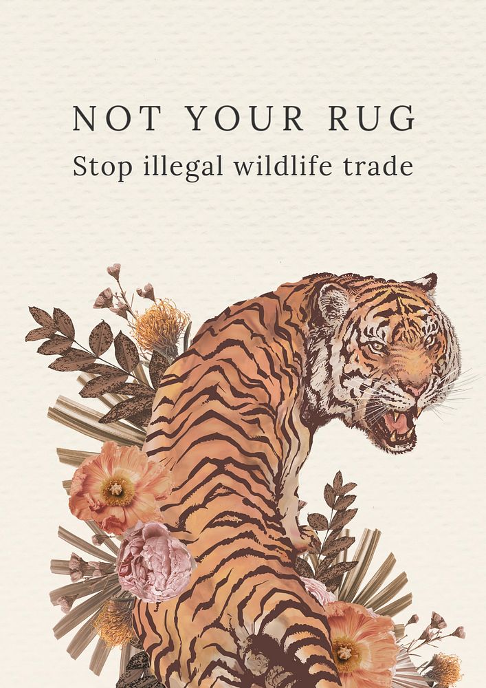 Stop wildlife trade poster template, editable text and design