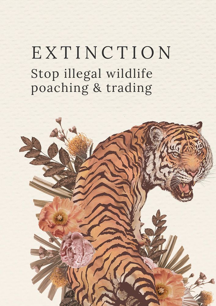 Wildlife extinction poster template, editable text and design