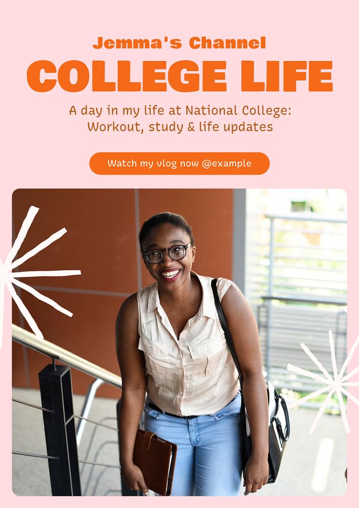 College life  poster template, editable text and design