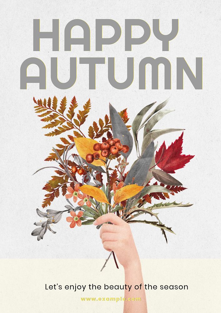 Happy autumn  poster template, editable text and design