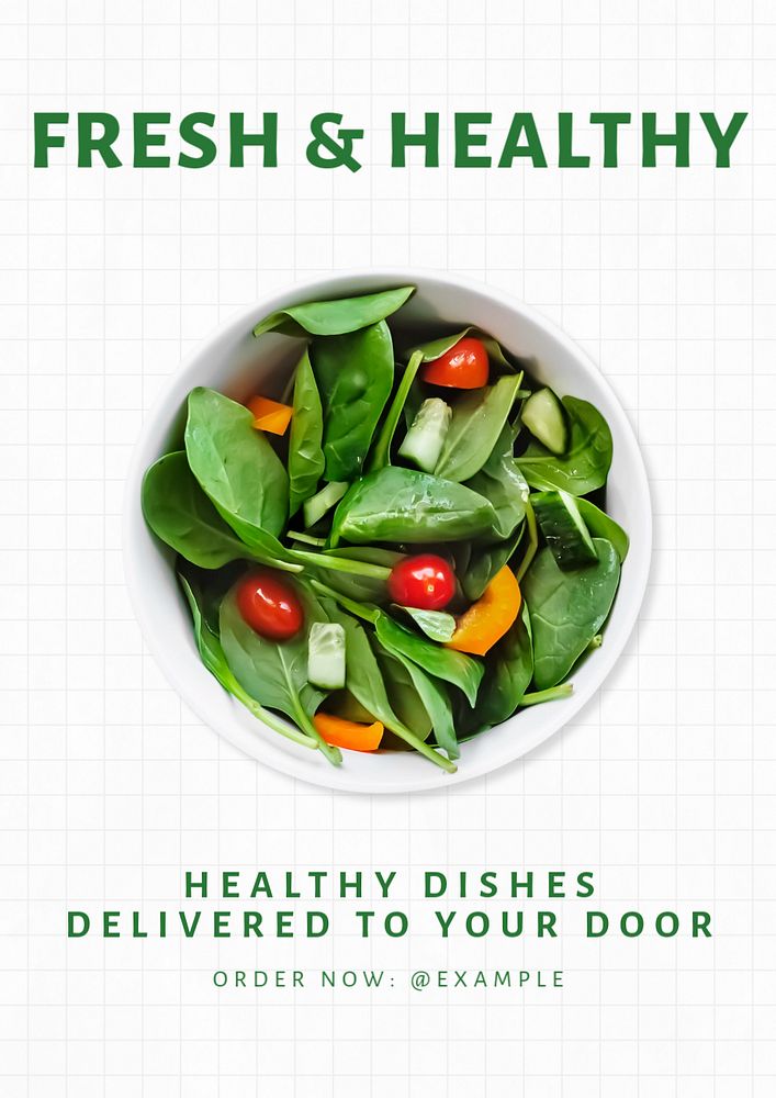 Fresh & healthy food  poster template, editable text and design