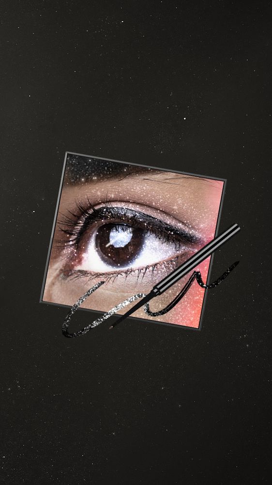 Woman's galactic eyes iPhone wallpaper, sparkly makeup