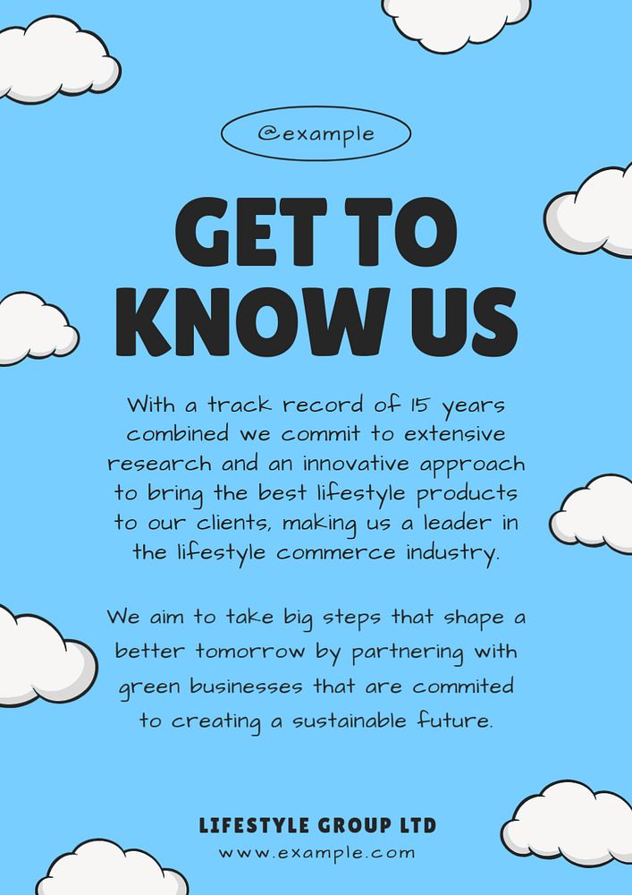 Know us poster template, editable text and design