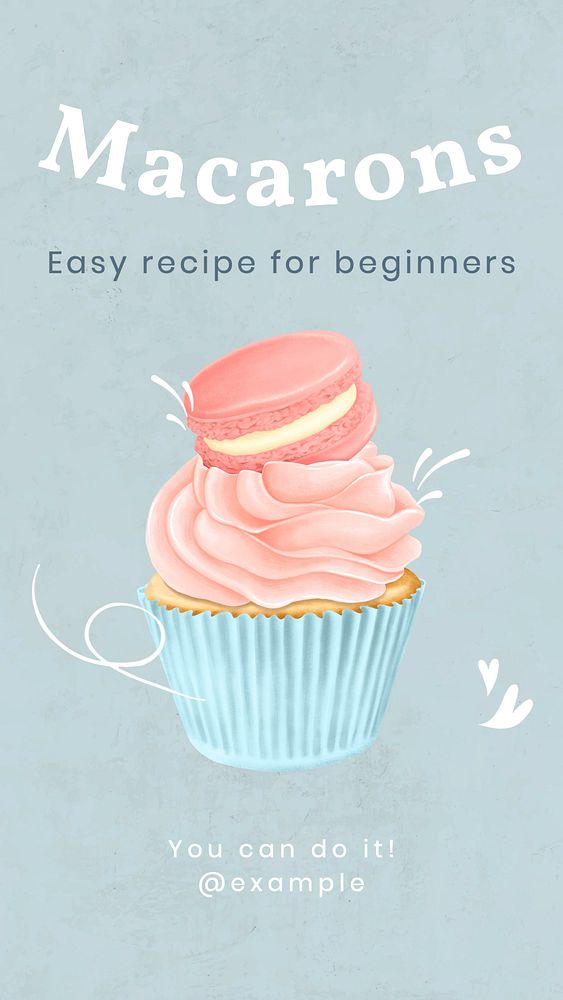 Macarons recipe  Instagram story template, editable text