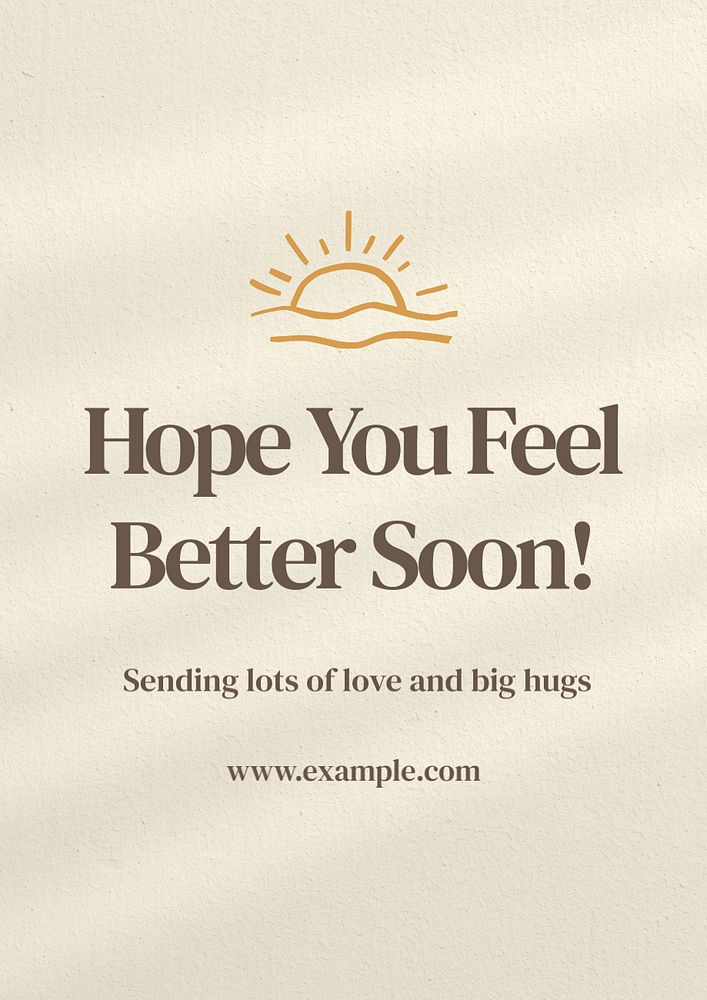 Get well message poster template, editable text and design