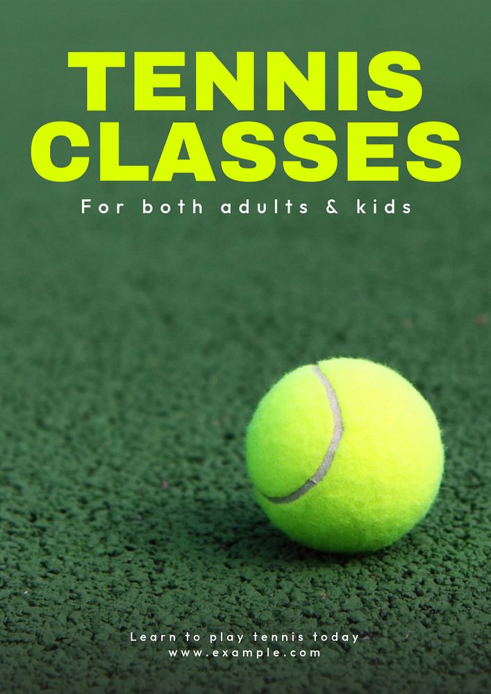 Tennis classes poster template, editable text and design