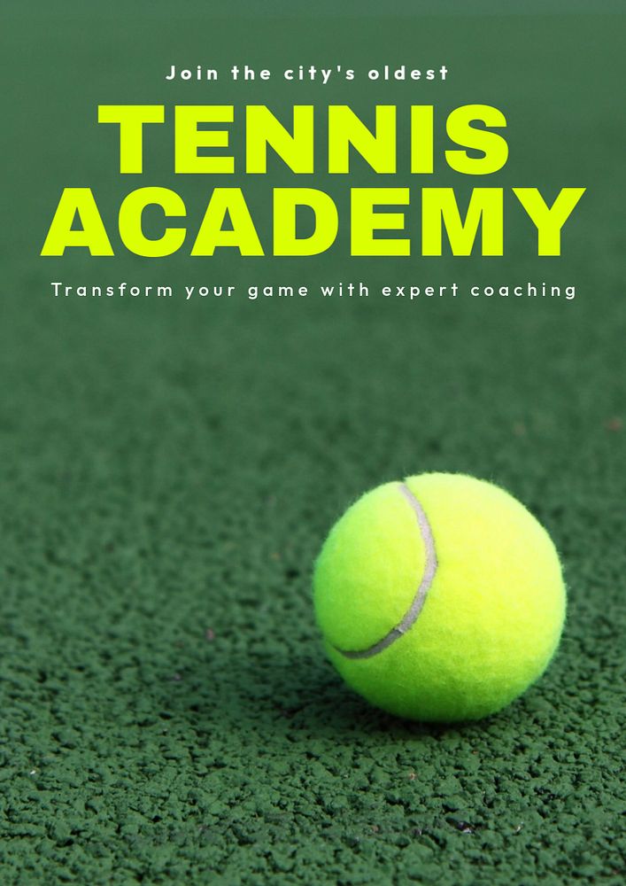 Tennis academy poster template, editable text and design