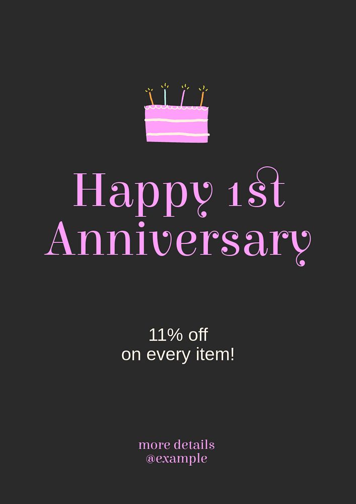 Anniversary sale poster template, editable text and design