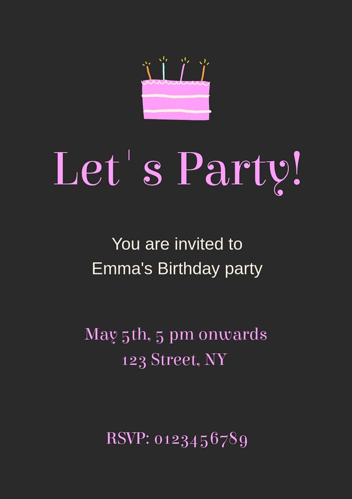 Let's party poster template, editable text and design