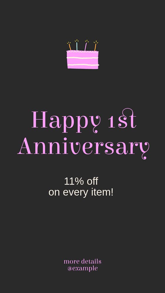 Anniversary sale Instagram story template, editable text