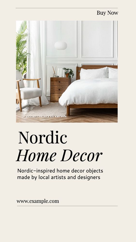 Nordic home decor  Instagram story template, editable text