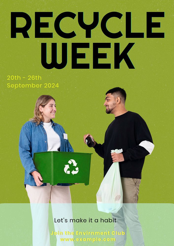 Recycle week  poster template, editable text and design