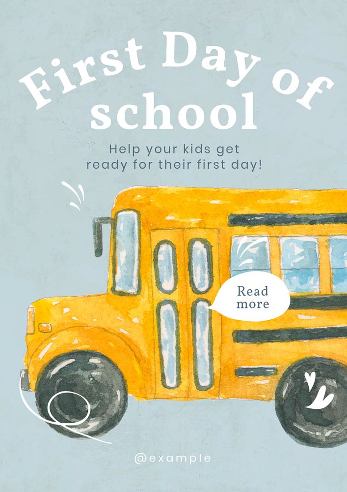 First school day poster template, editable text and design