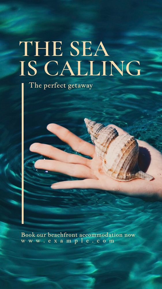 Sea is calling Instagram story template, editable text