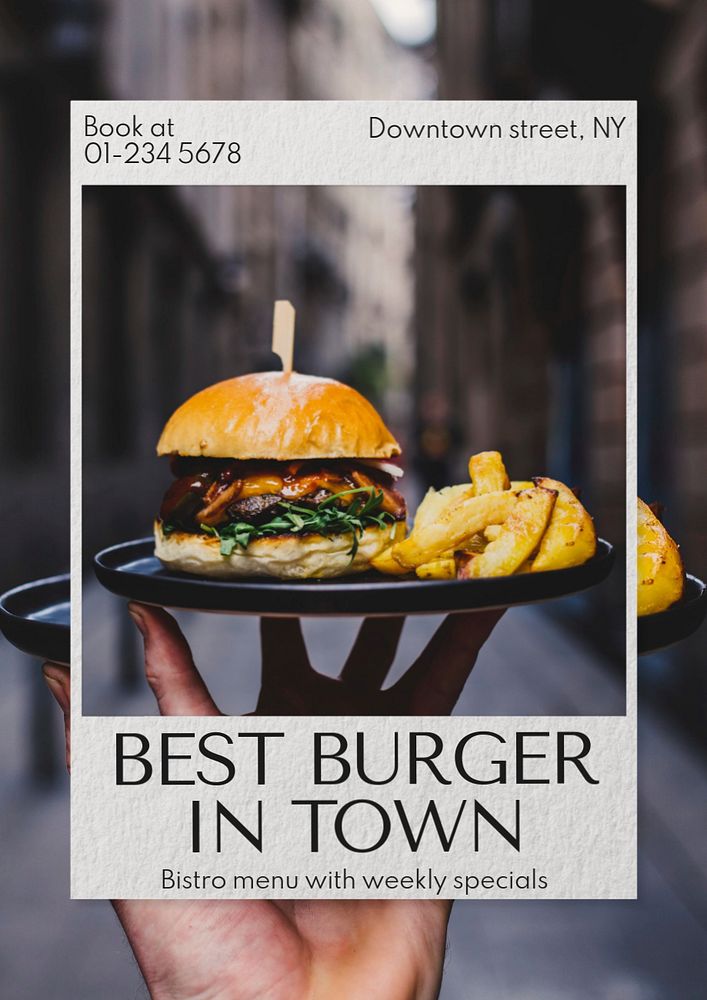 Burger shop  poster template, editable text and design