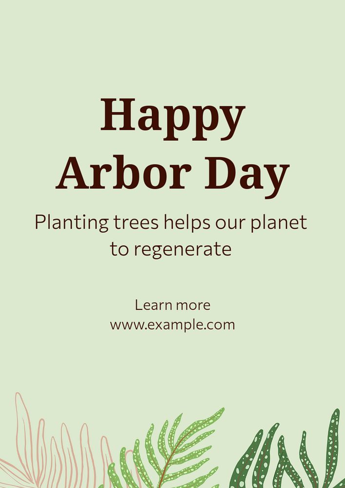 Happy arbor day poster template, editable text and design