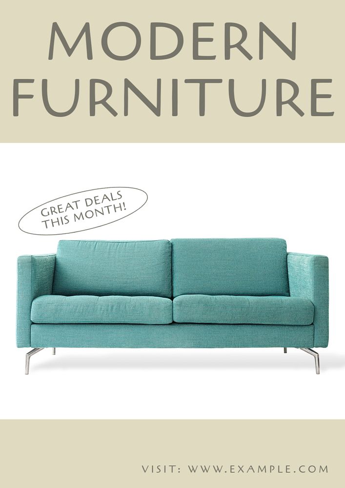 Modern furniture  poster template, editable text and design