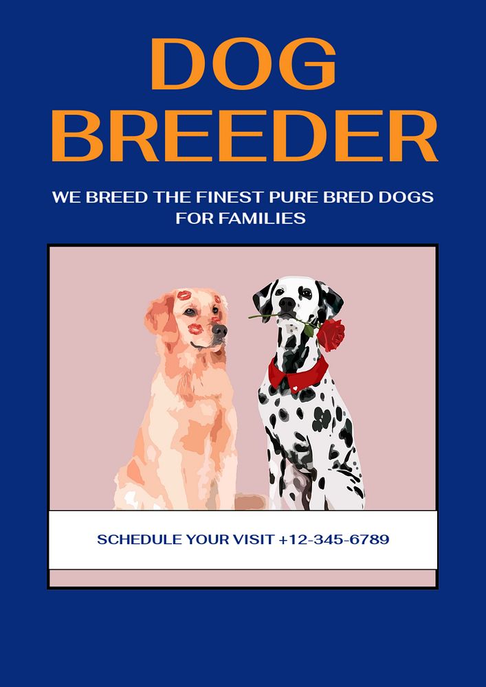 Dog breeder poster template, editable text and design