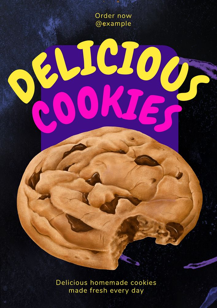 Delicious cookies poster template, editable text and design