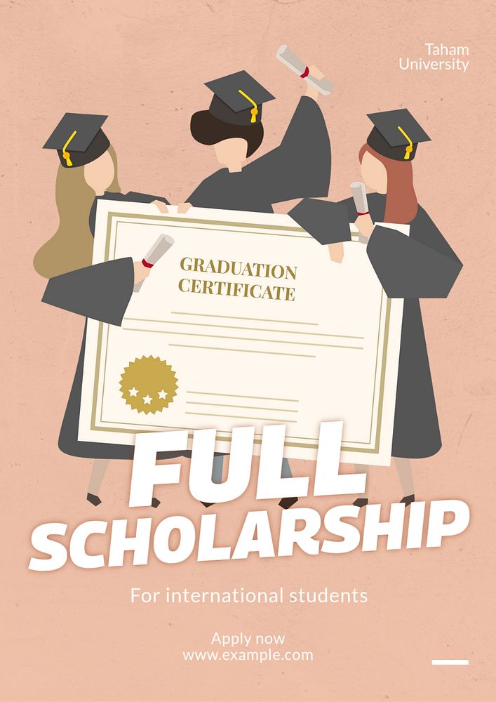 Full scholarship poster template, editable text and design