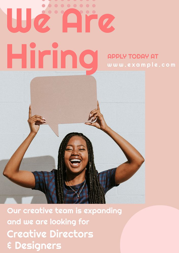 We are hiring  poster template, editable text and design