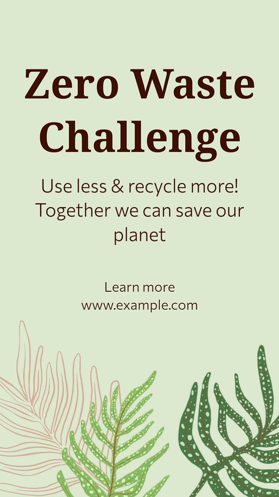 Zero waste challenge Instagram story template, editable text