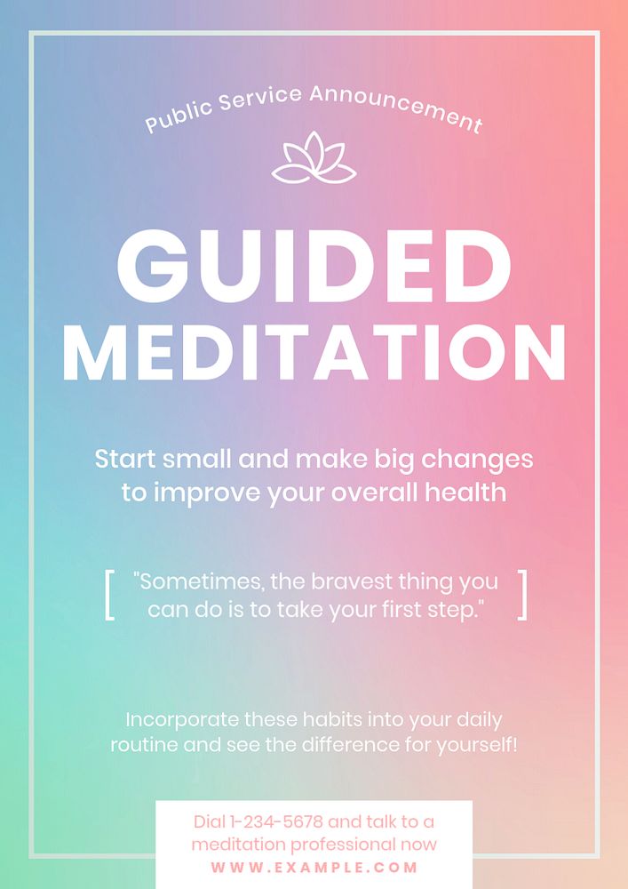 Guided meditation poster template, editable text and design