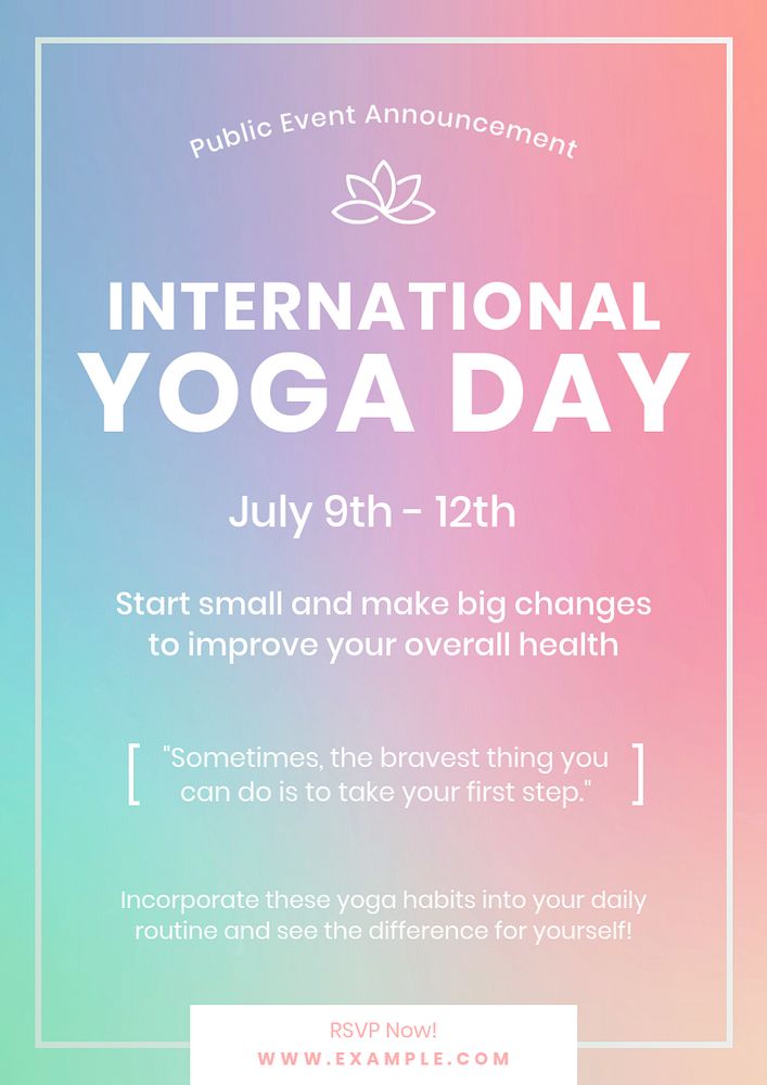 Yoga day poster template, editable text and design