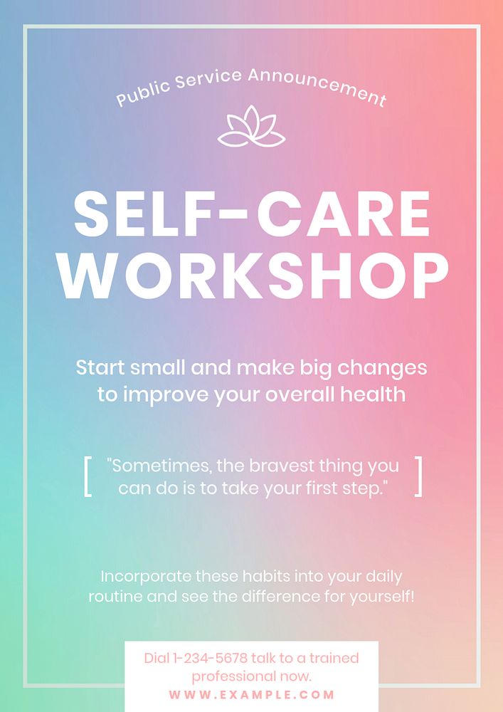 Self-care poster template, editable text and design