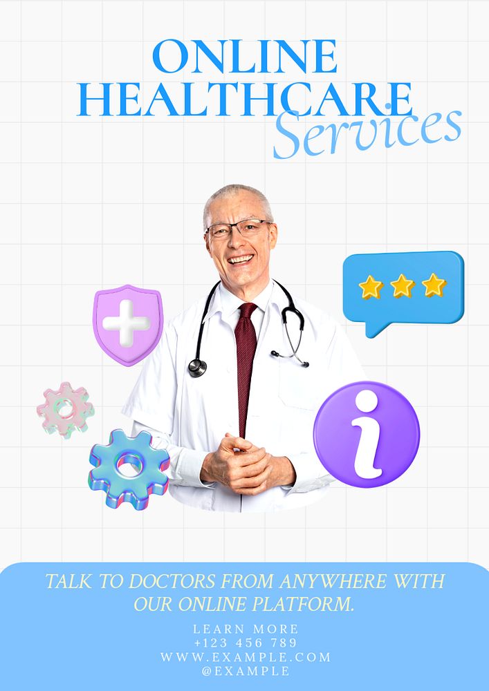 Online Healthcare Services poster template, editable text and design