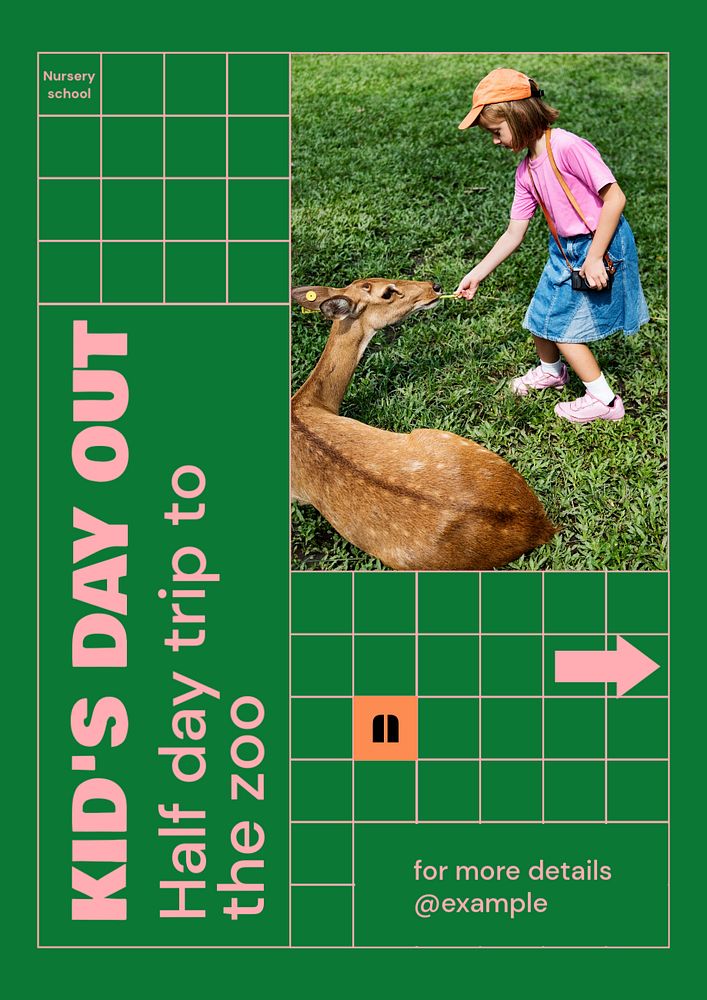 Zoo trip poster template, editable text and design