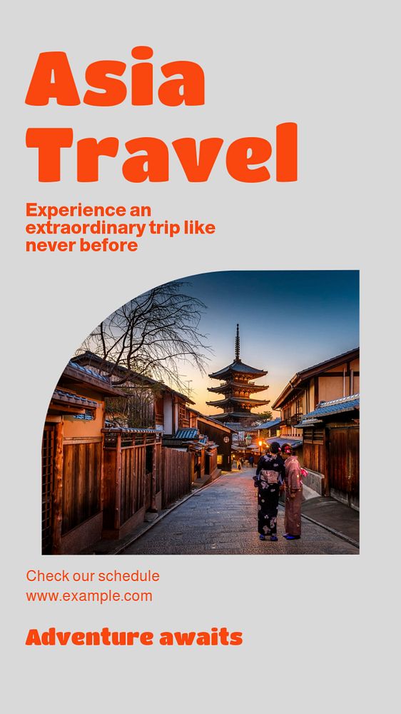 Asia travel agency Instagram story template, editable text