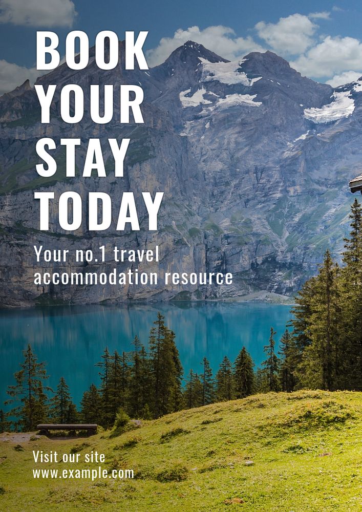 Travel accommodation  poster template, editable text and design