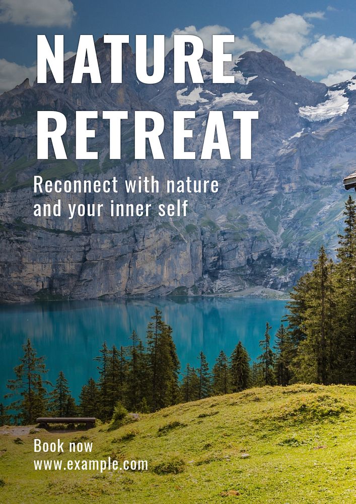 Nature retreat  poster template, editable text and design