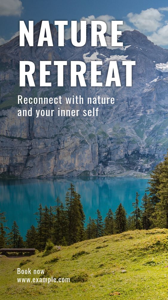 Nature retreat  Instagram story template, editable text